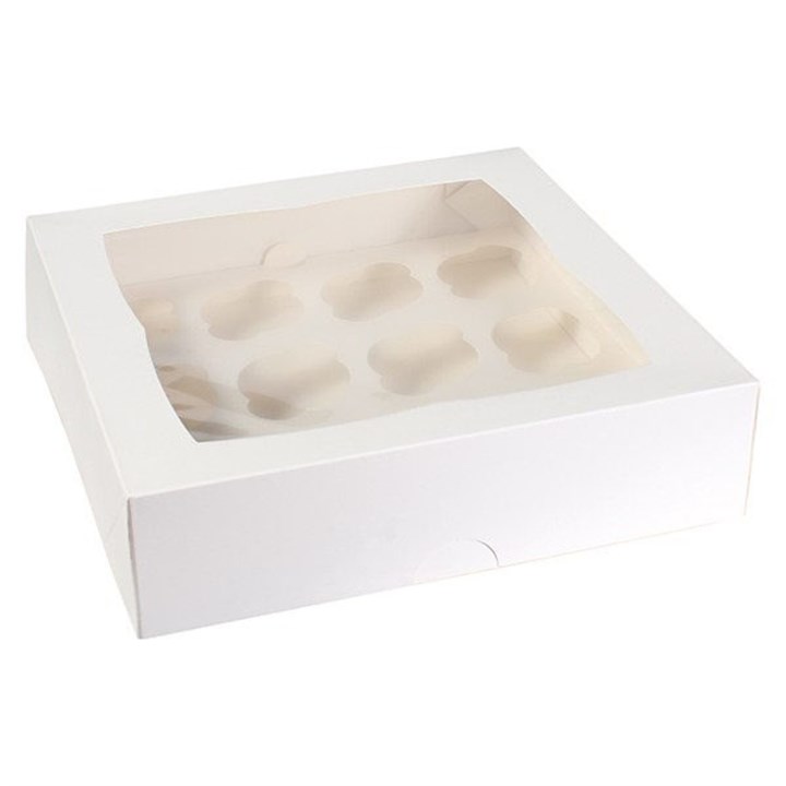 White 12 Hole Window Cupcake Box