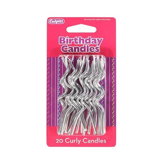 Culpitt Silver Curly Candles - Pack of 20