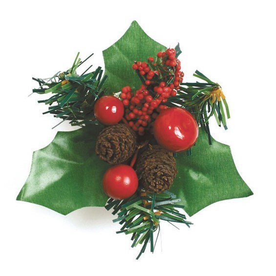 Berry and Fir Cone Holly Christmas Cake Topper Decoration