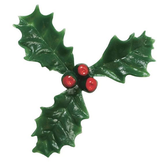 Christmas Holly and Berries Cake Decoration - 25mm