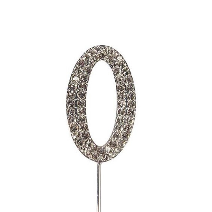Diamante Number '0' on Silver Stem