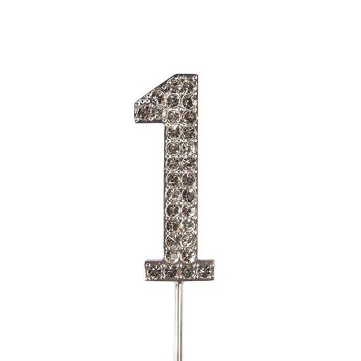 Diamante Number '1' on Silver Stem