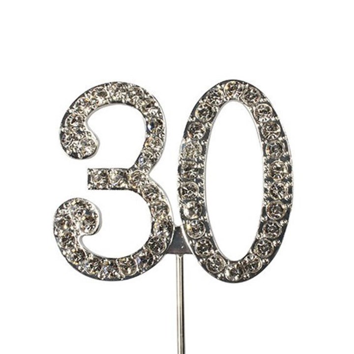 Culpitt Diamante Number '30' on Silver Stem