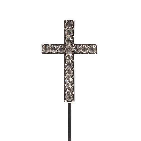 Diamante Cross on Silver Stem