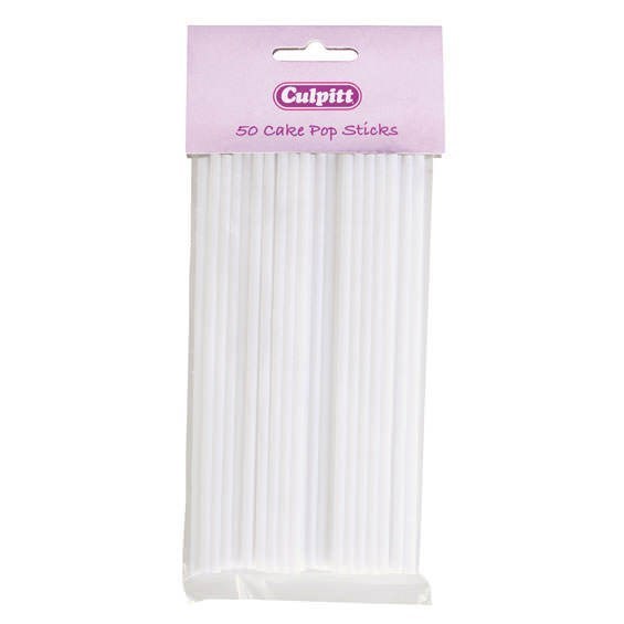 Culpitt White Round Plastic Cake Pop Lollipop Sticks - Pack of 50