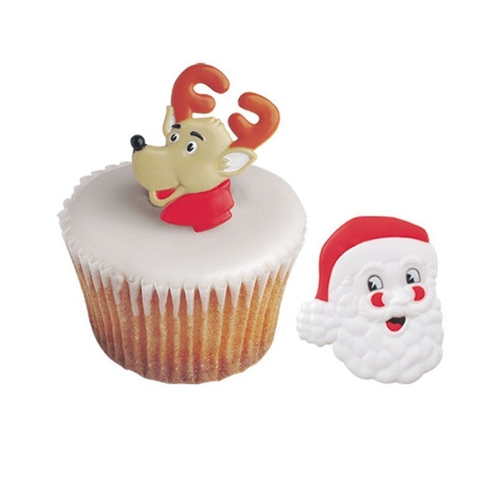 Reindeer and Santa Cupcake Ring Decorations - Box of 144