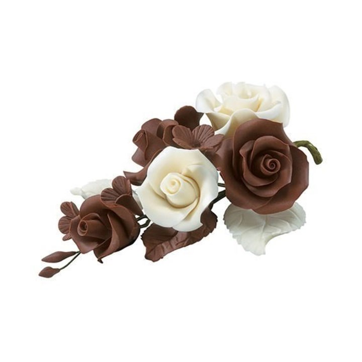 Culpitt Chocolate Coloured Sugar Rose Spray - 4.5"