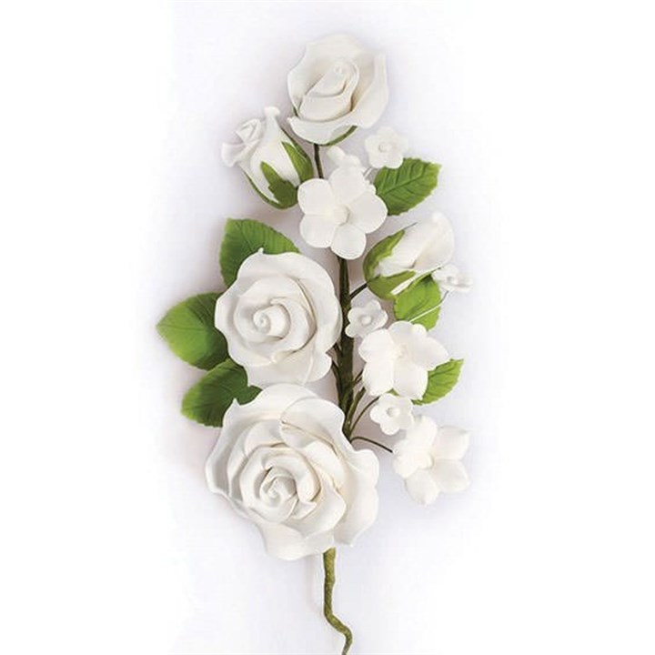 Gumpaste White Rose Spray