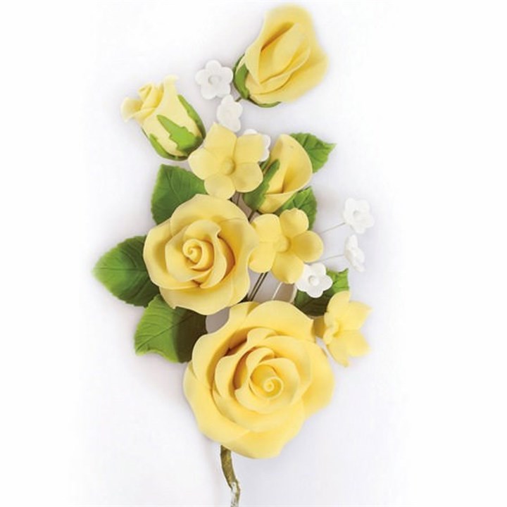 Gumpaste Yellow Rose Spray