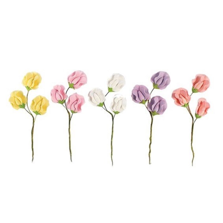 Asssorted Gumpaste Sweet Pea Cake Topper Decorations - Pack of 10