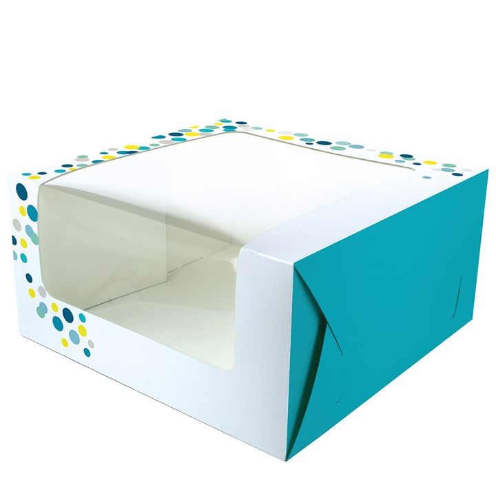 Culpitt 10" Windowed Cake Box - Teal Confetti
