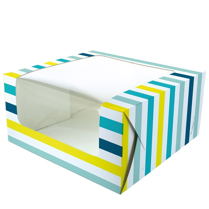 Culpitt 10" Windowed Cake Box - Teal Bold Stripes