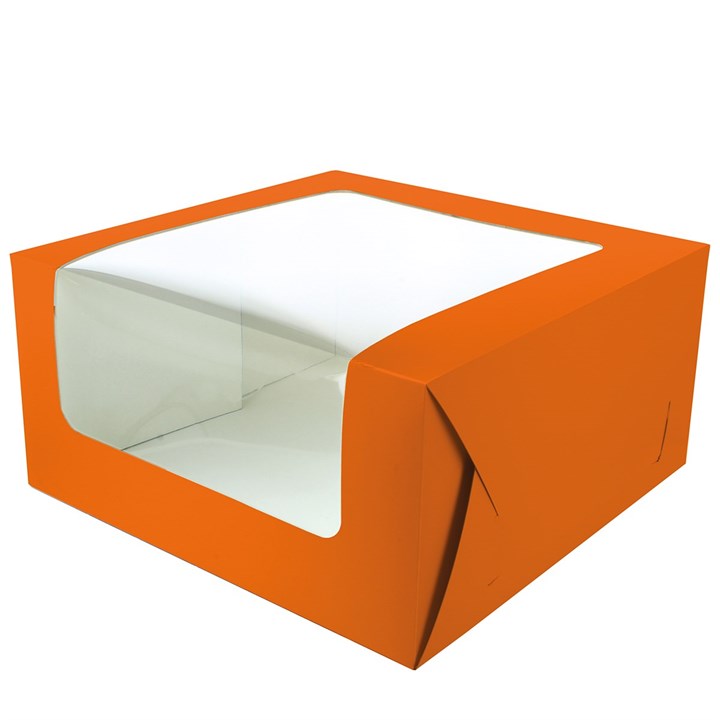 Culpitt Brights 10" Windowed Cake Box - Tangerine