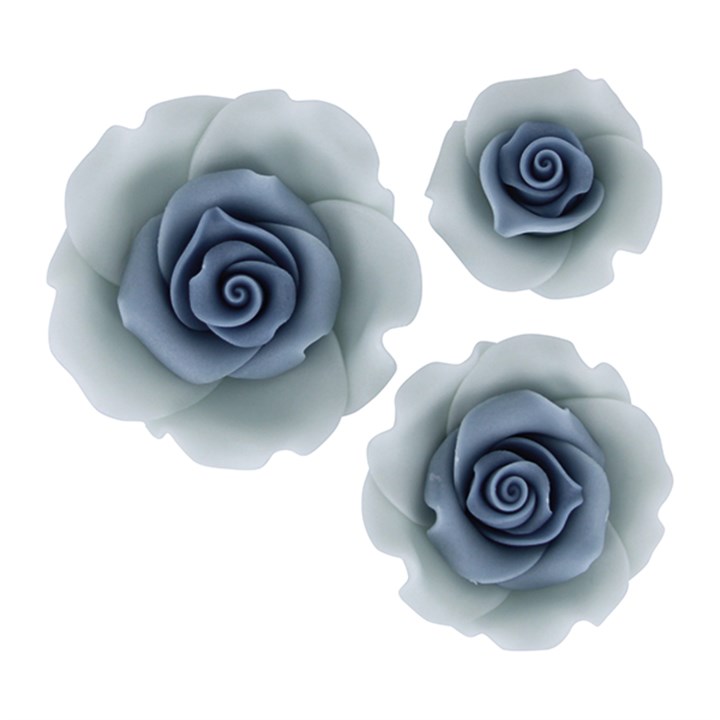 Ombre Blue Sugar Soft Roses - Mixed Pack Of 38mm, 50mm, 63mm - Boxed 12
