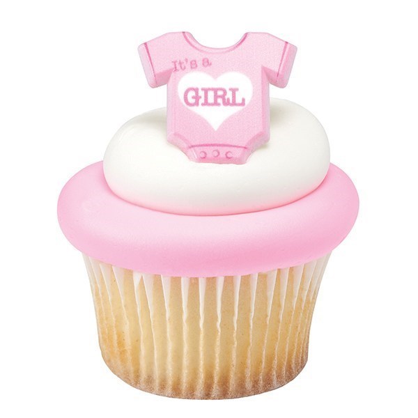 'It's a Girl' Cupcake Ring Decorations - Pack of 72