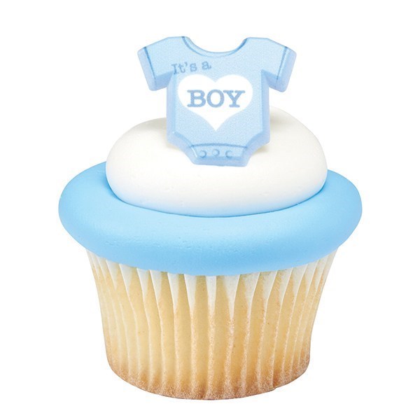 'It's a Boy' Cupcake Ring Decorations - Pack of 72