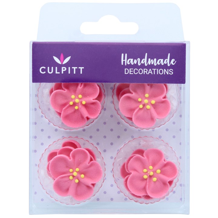 Culpitt Pink Sugar Flower Decorations - Pack of 12