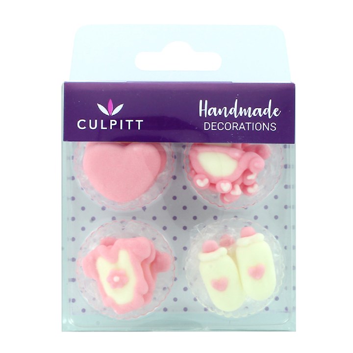 Culpitt Pink Baby Sugar Decorations - Pack of 12