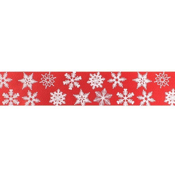 White Snowflake Christmas Ribbon - 24mm