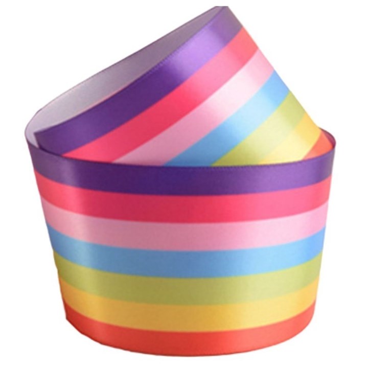 8 Stripe Rainbow Ribbon - 38mm x 20m