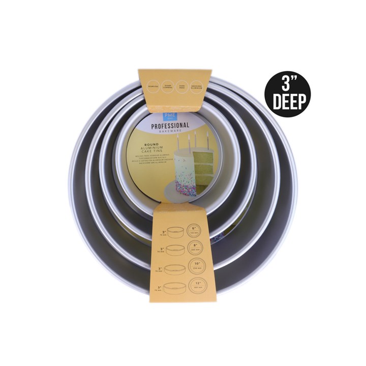 PME Round Cake Tin - 4 set - 6", 8", 10", 12 x 3"