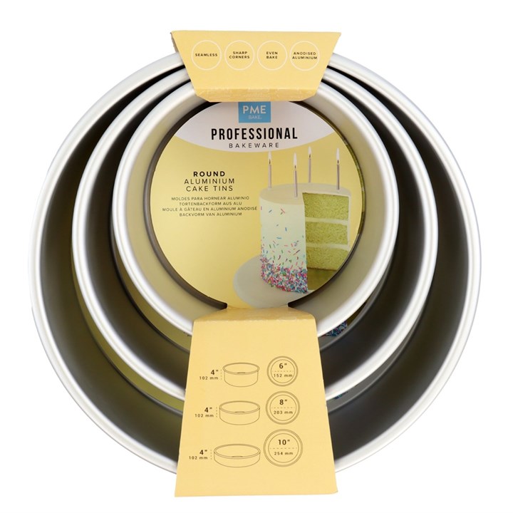 PME Round Cake Tin - 3 set - 6", 8", 10 x 4"