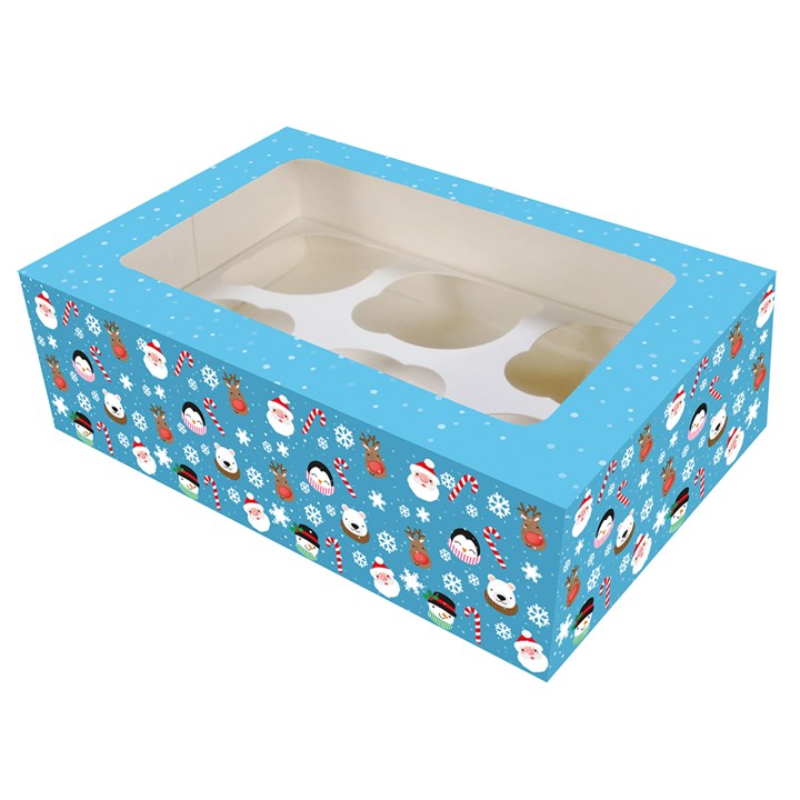Christmas Friends 6 Hole Christmas Cupcake Box