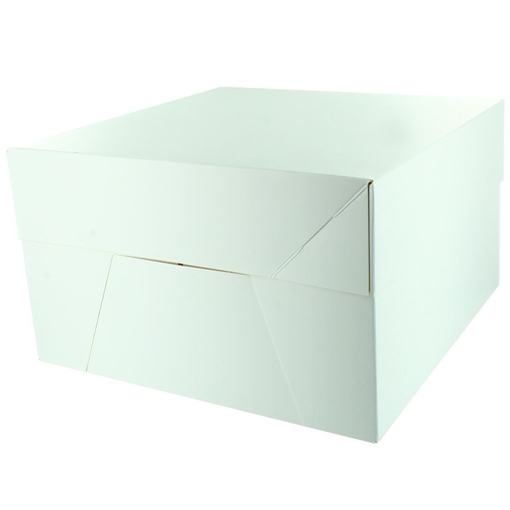 14" White Cake Box with Glued Lid (Made in UK)