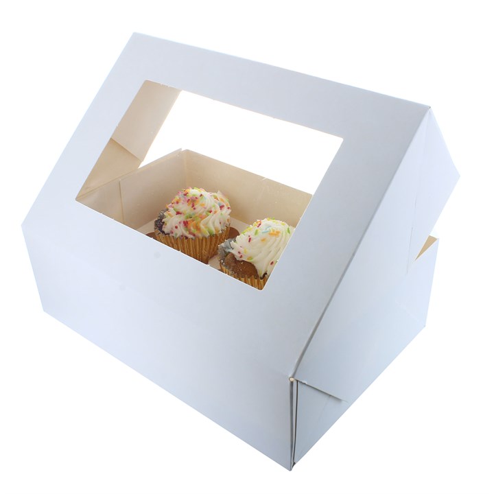 Single White 6 Cupcake Window Box