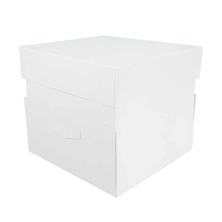 10” x 10” x 9” StandardPLUS White UK Cake Box & Lid - Single