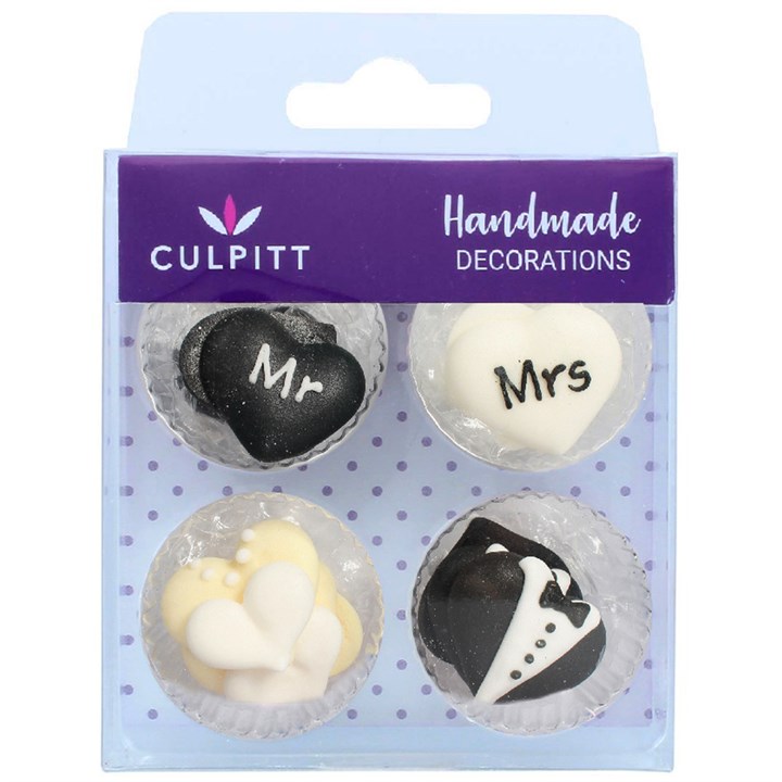 Culpitt Mr & Mrs Sugar Cake Decorations - Pack of 12