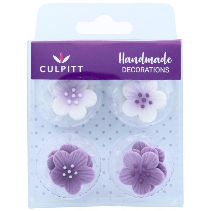 Culpitt Lilac Flower Sugar Cake Topper Decorations - Pack of 12