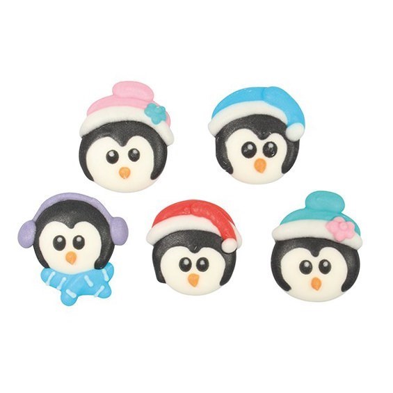Culpitt Christmas Penguins Sugar Cake Topper Decorations - Pack of 200