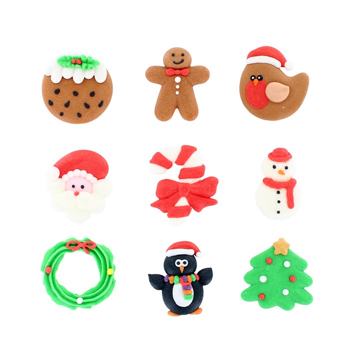 90 Handmade Sugar Decorations - Christmas Collection 35mm