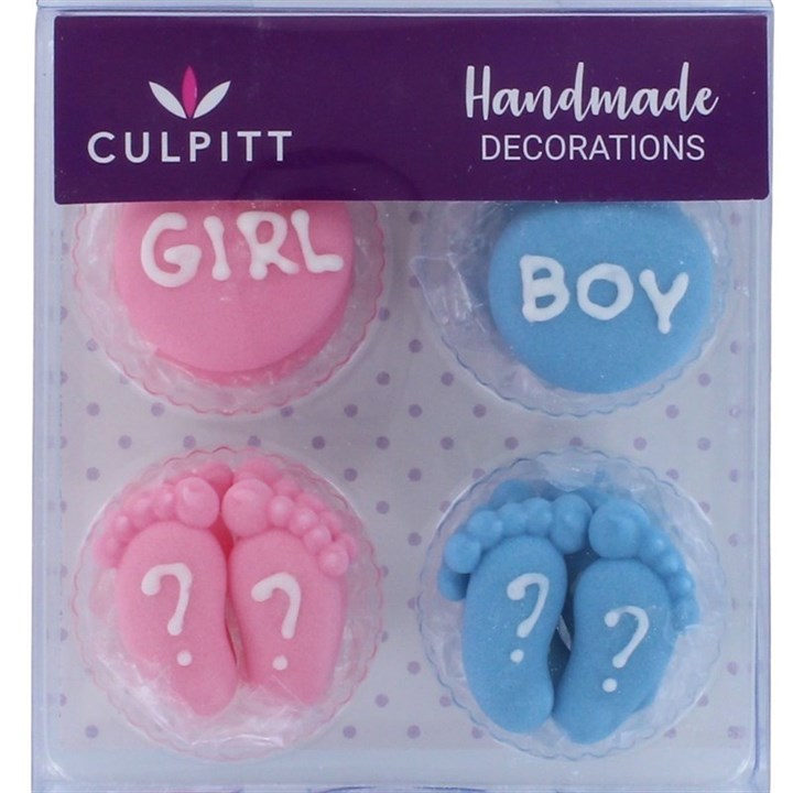 Culpitt Gender Reveal Sugar Cake Decorations - Pack of 12