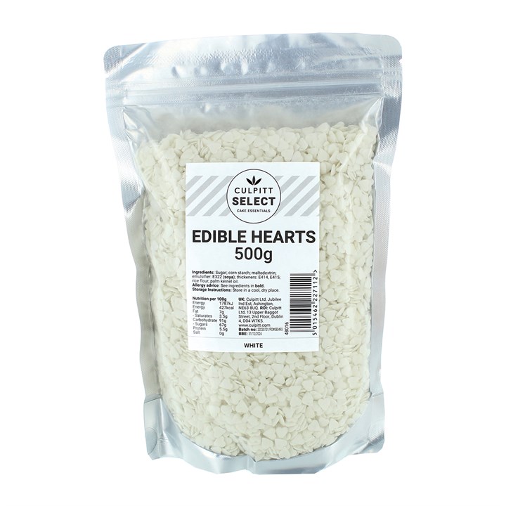 500g Culpitt Select Edible Hearts - White
