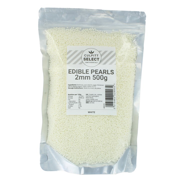 500g Culpitt Select Edible Pearls 2mm - White -Sale