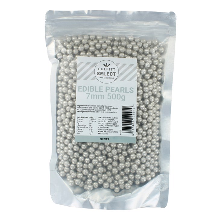 500g Culpitt Select Edible Pearls 7mm - Silver -Sale