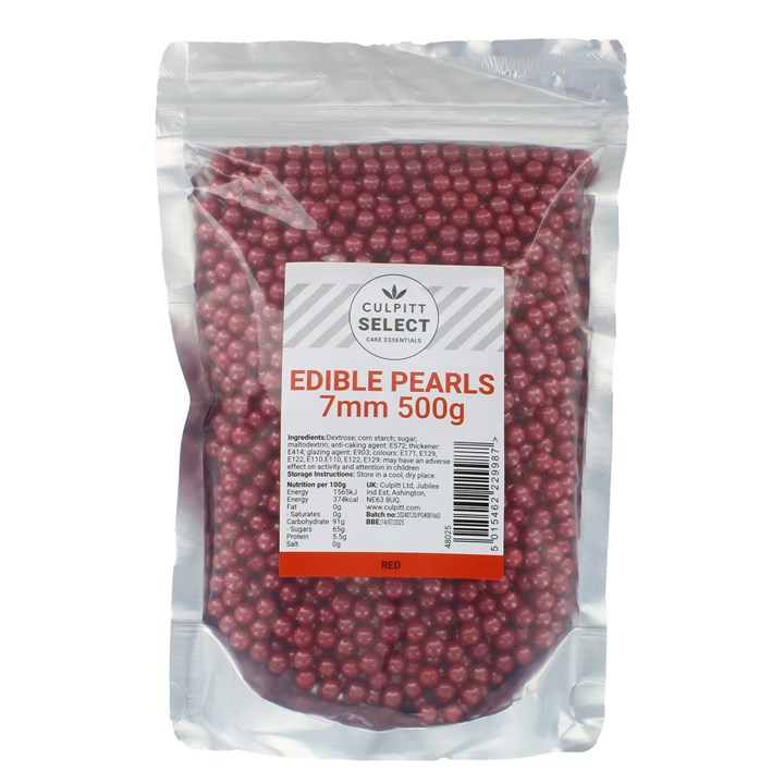 500g Culpitt Select Edible Pearls 7mm - Red -Sale