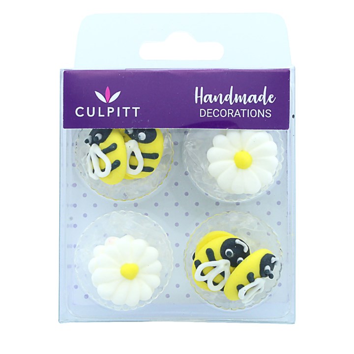 Bee & Daisy Sugar Decorations - 12 pieces