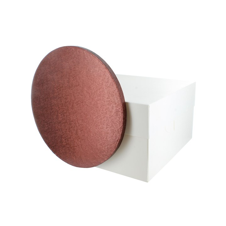 10" Round Brown Cake Drum Board & White Cake Box Combo