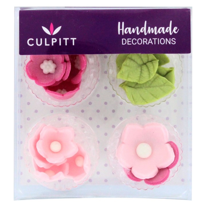 Culpitt Pink Flower and Leaves - 16 pieces-single