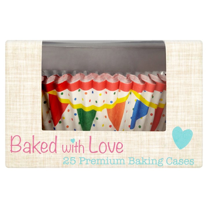 Baked with Love Bunting Baking Cases 25 pack