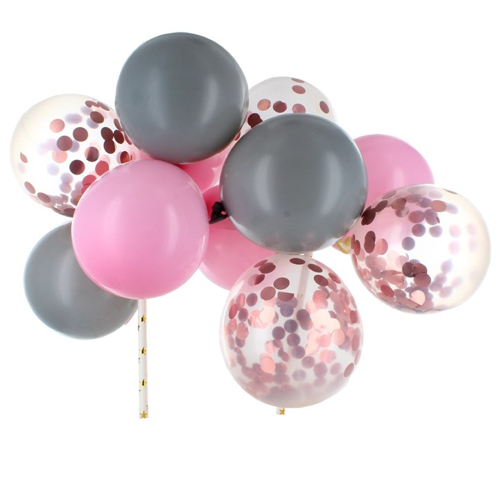 Pink & Silver Balloon Cloud Cake Topper