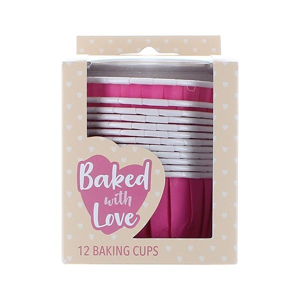 Baked with Love Hot Pink Baking Cups - Pack of 12 (Boxed 6)