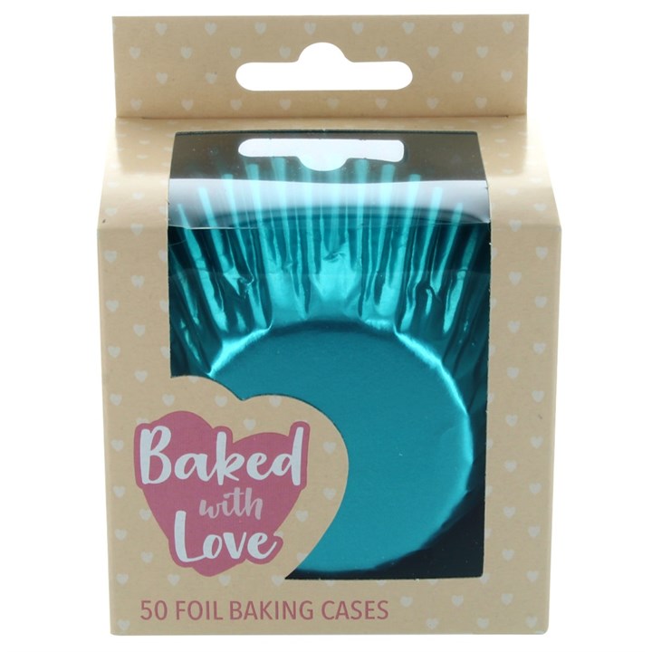 Baked with Love Aqua Foil Baking Cases - Pack of 50
