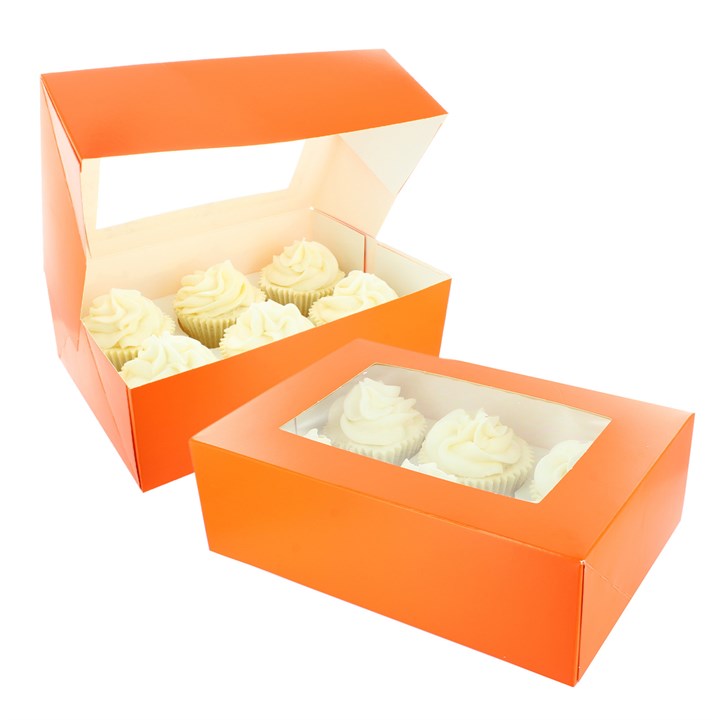 Baked With Love Brights Cupcake Boxes Twin Pack - Tangerine