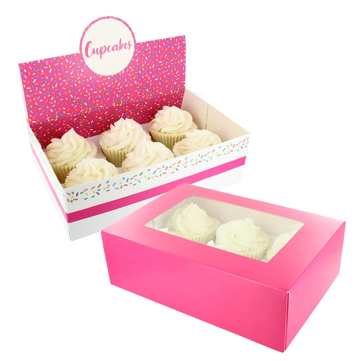 Baked With Love Patterned Display Cupcake Boxes Twin Pack - Sprinkles
