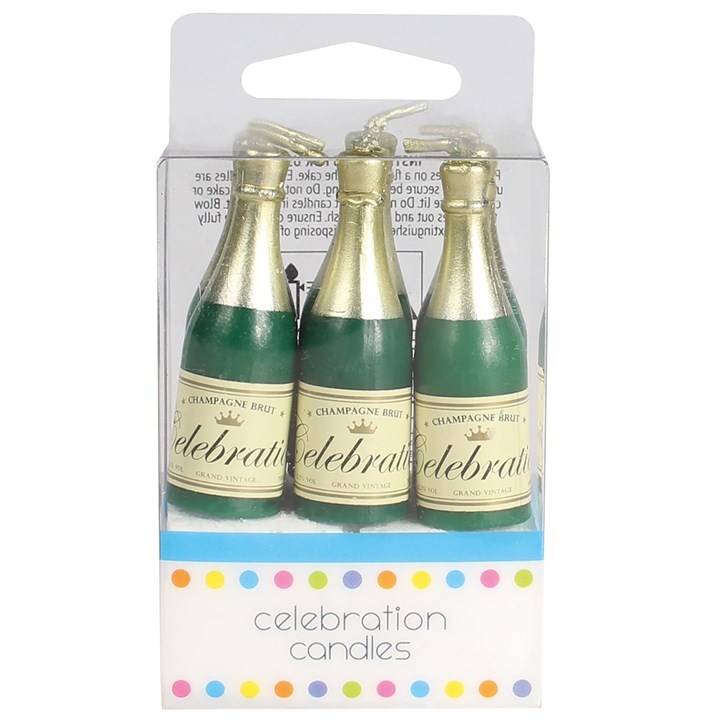 Champagne Bottle Cake Candles - Pack of 6