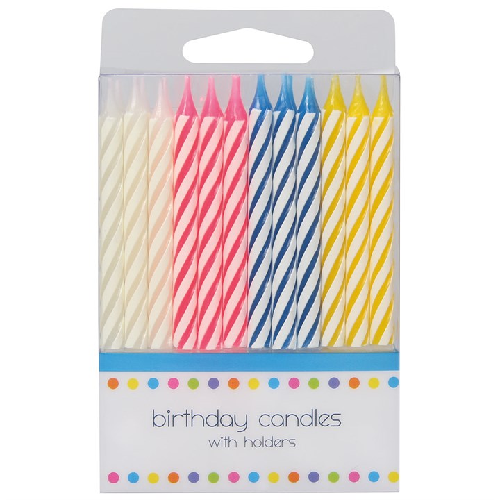 Candy Stripe Cake Candles - Pack of 24